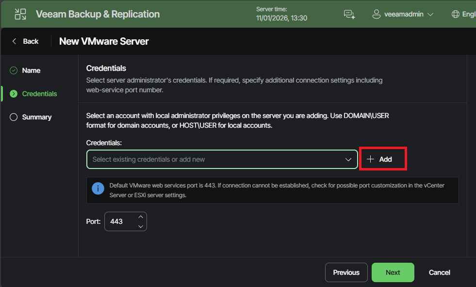 Adding an ESX or vCenter to VBR picture 02